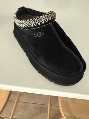UGG Women’s Tazz II -  Black Suede Slip-On Clog with upper platform 1.75 inch